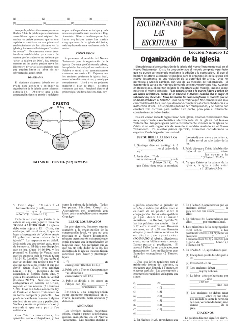 12 La Organización de La Iglesia | PDF | Iglesia cristiana | Cristo ...