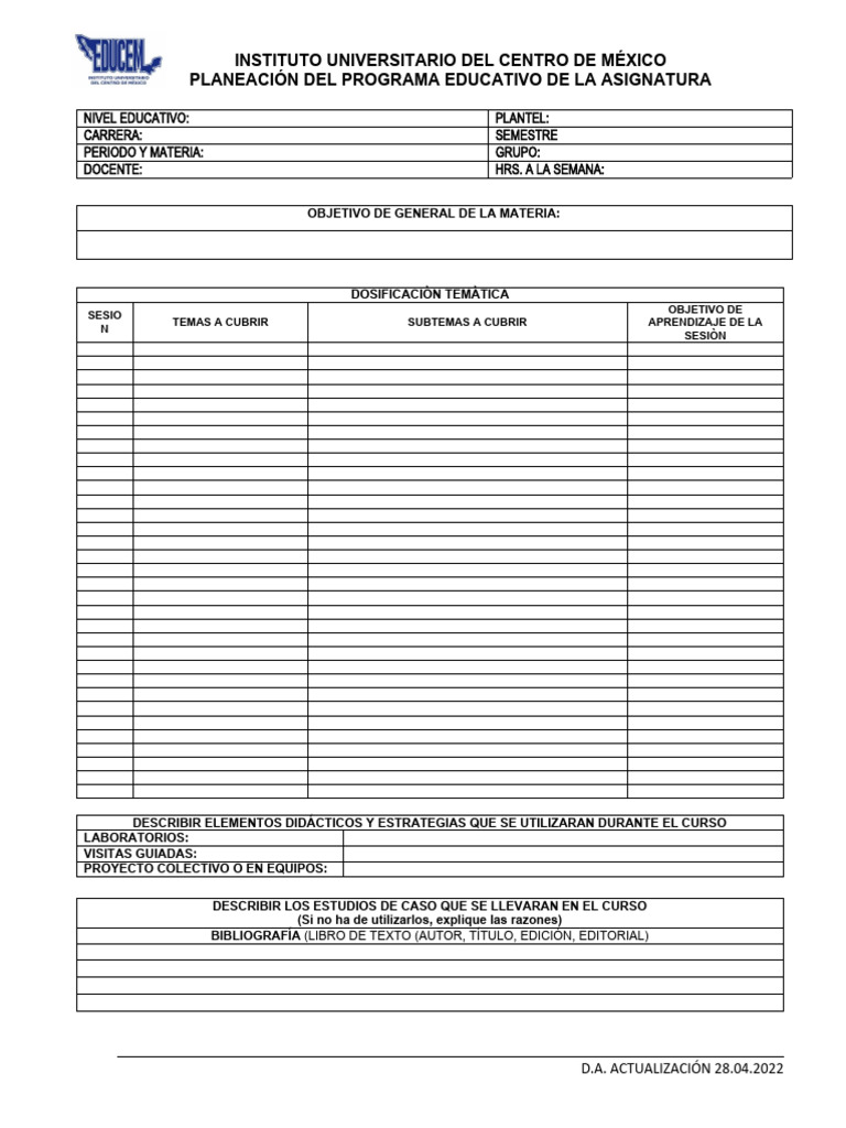 Formato de Planeación de Clases | PDF | Evaluación | Aprendizaje