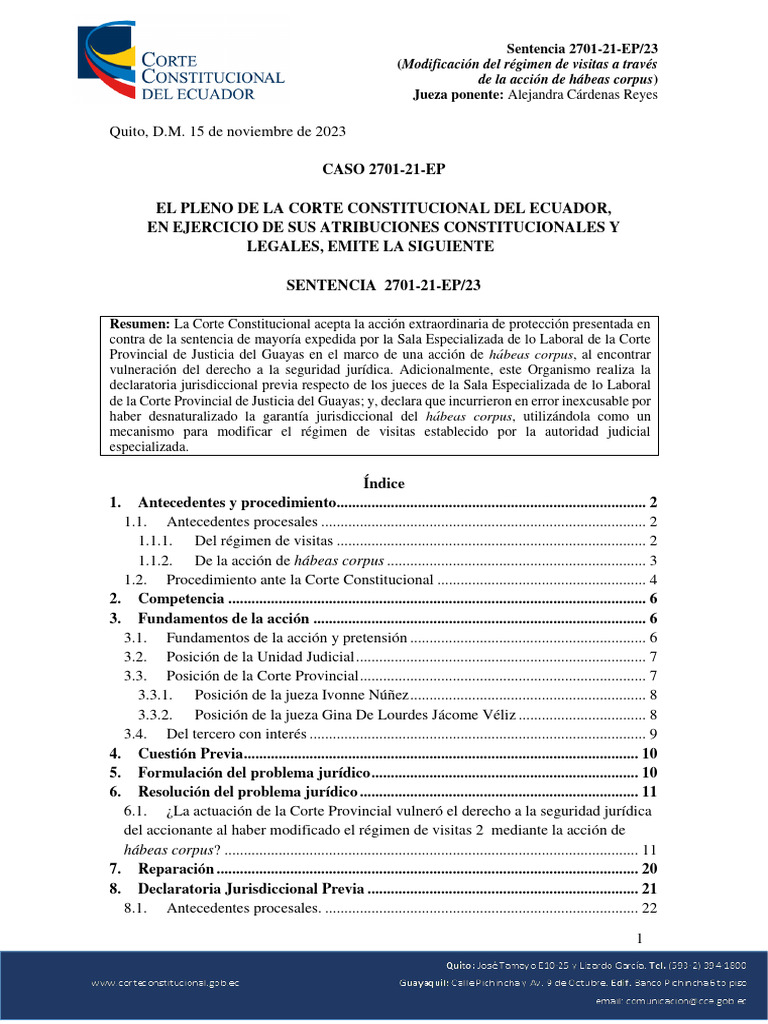 Modificación de Visitas y Hábeas Corpus | PDF | Habeas corpus