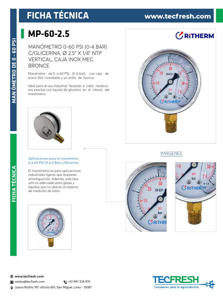 Ficha t cnica manometro pdf metrolog a ciencias fisicas
