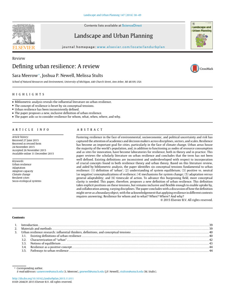 Defining Urban Resilience | PDF | Climate Resilience | Ecological ...
