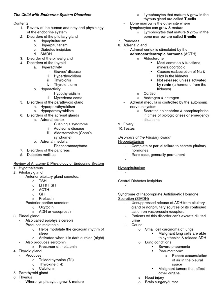 Pediatric Endocrine Disorders PDF Hyperthyroidism Adrenal Gland