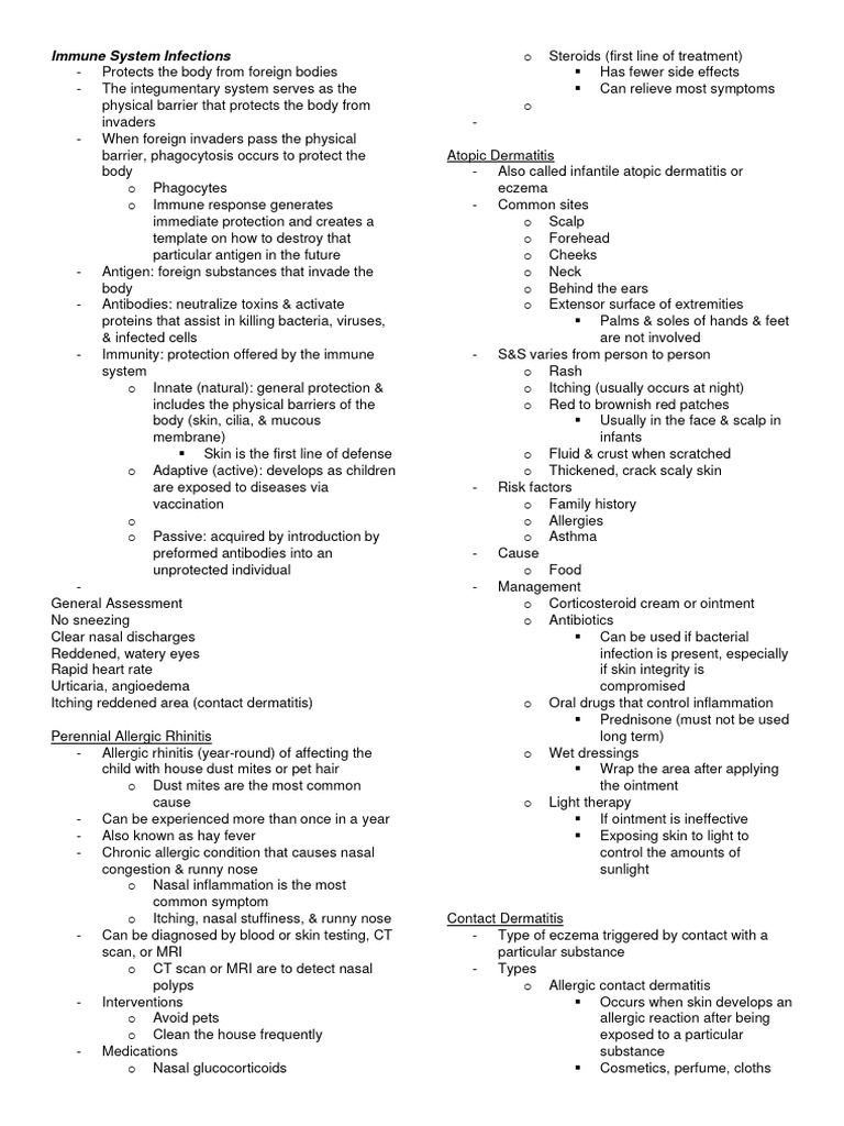 Pediatric Immune System Infections Pdf Dermatitis Immunology