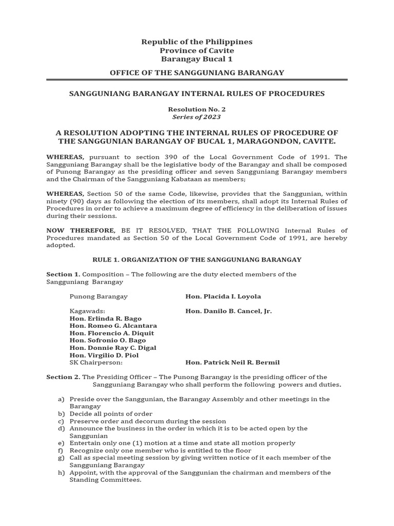 Internal Rules Pdf Quorum Government