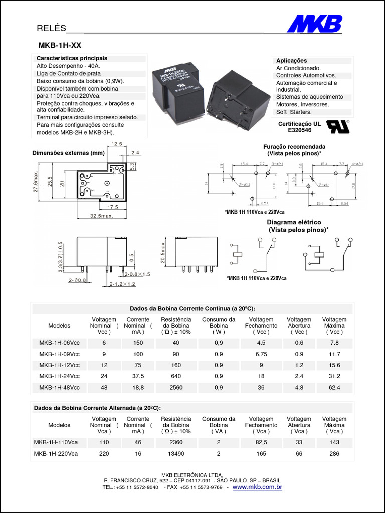 MKB1H Rev5 Datasheet 20 09 2021 | PDF | Relé | Engenharia Elétrica