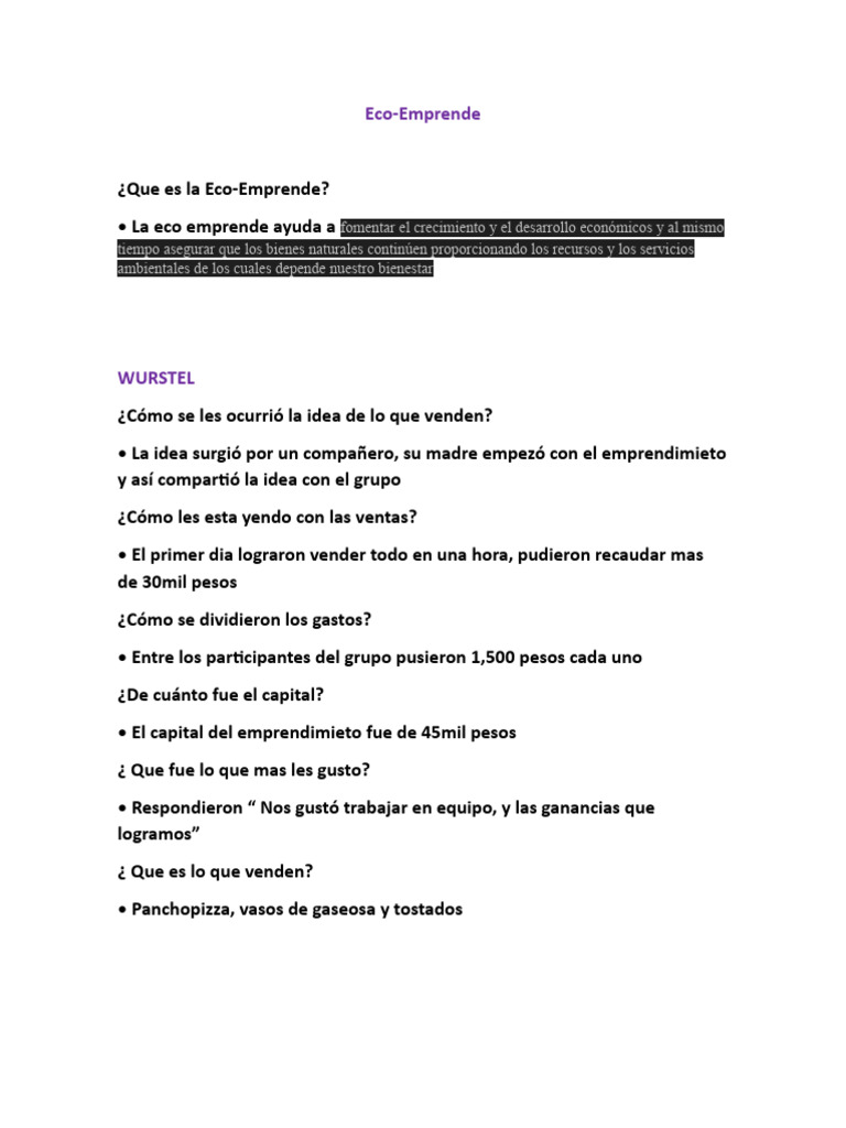 Documento Eco Emprende | PDF