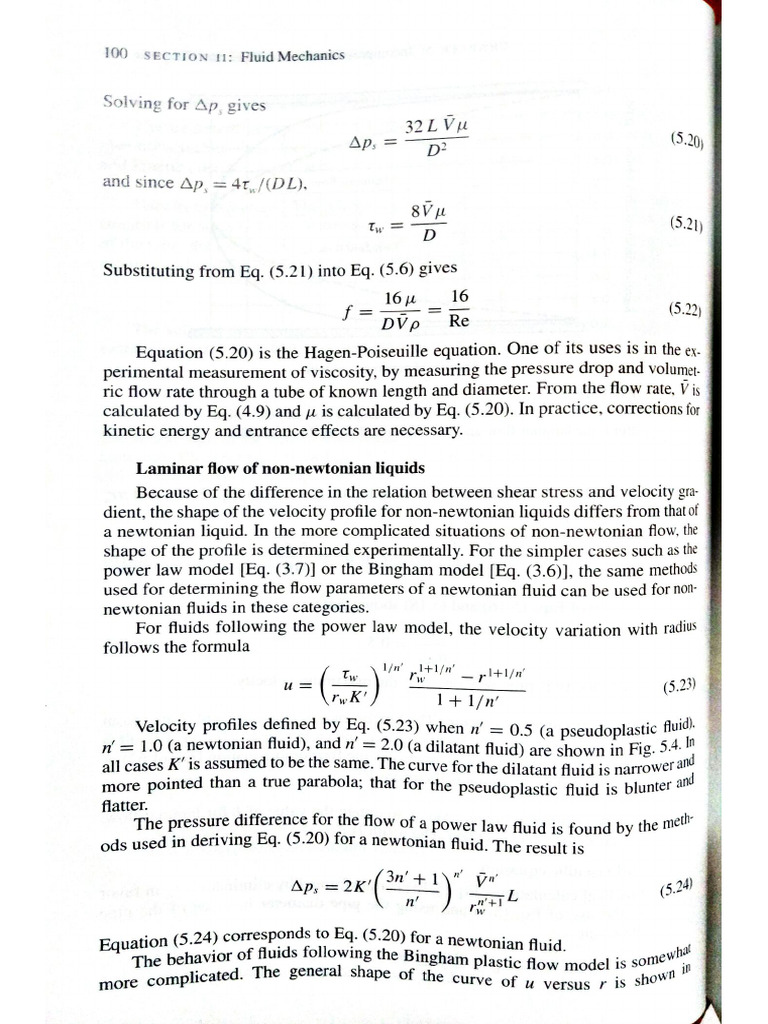 Laminar Flow of Non Newtonian Liquids | PDF