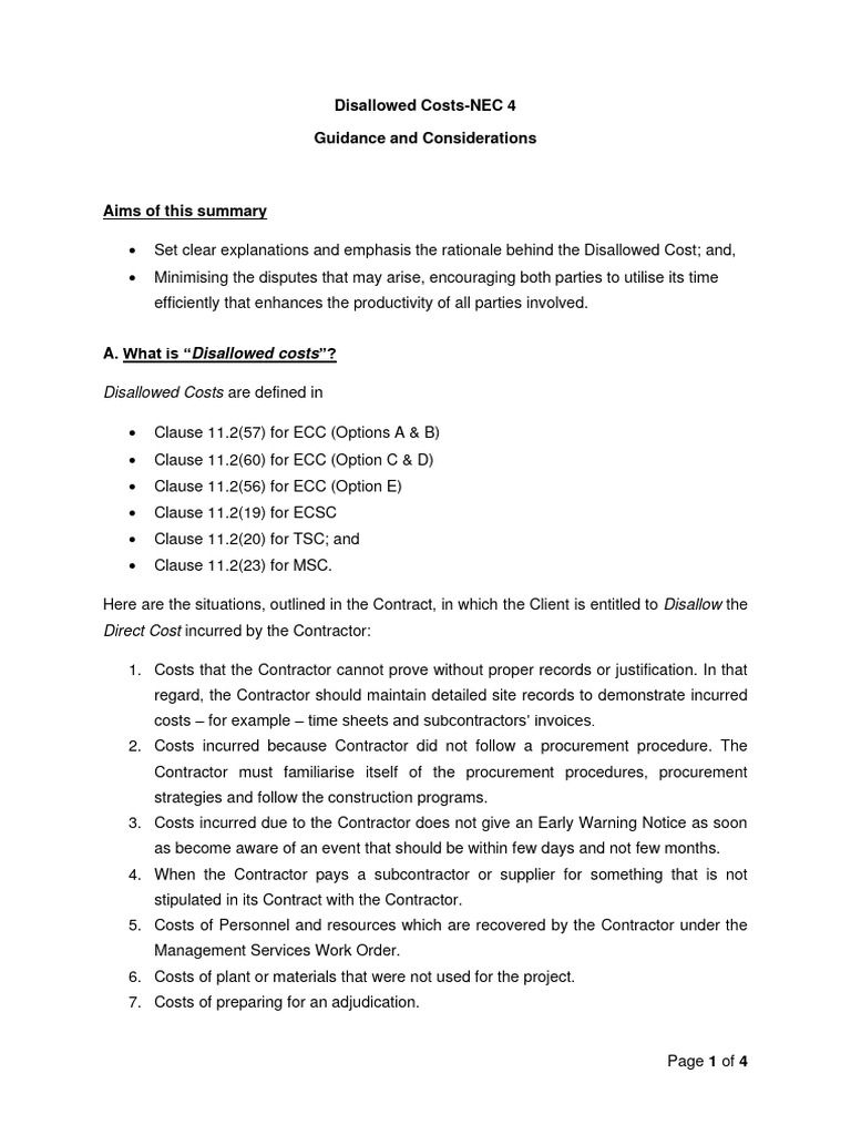 Disallowed Costs - Guidance and Considerations | PDF | Breach Of ...