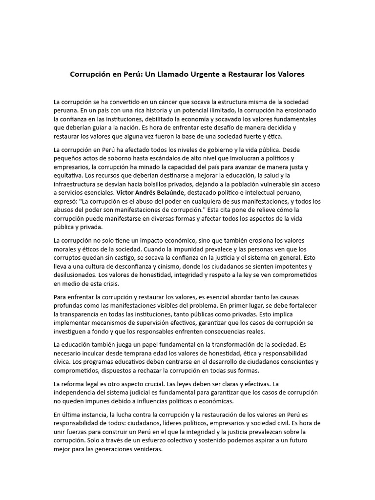 Corrupción en Perú Artículo | PDF | Corrupción política | Perú