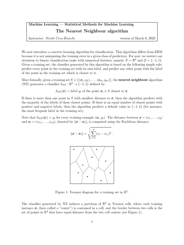 The Nearest Neighbour Algorithm | PDF | Statistical Classification ...