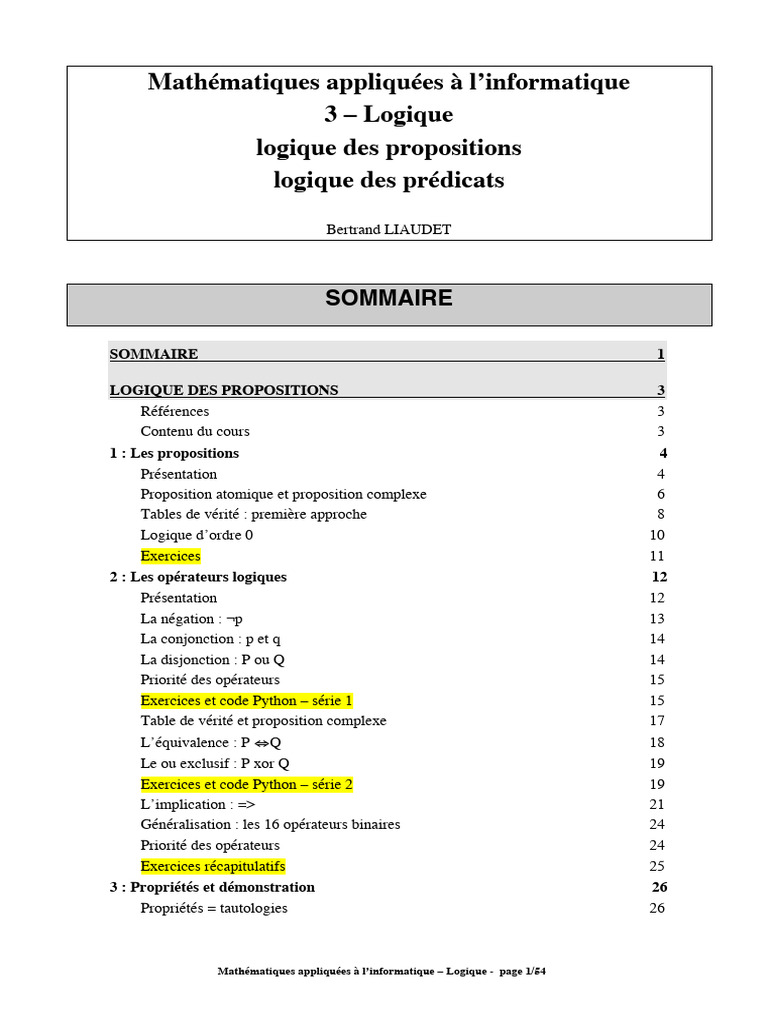Maths 03 Logique | PDF | Logique mathématique | Algèbre de Boole (logique)