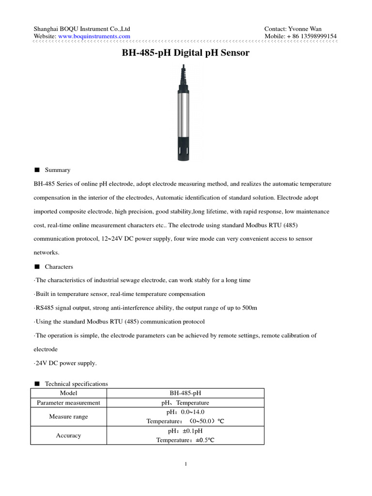 BH485pH Digital PH Sensor&TSS PDF Sensor Ph