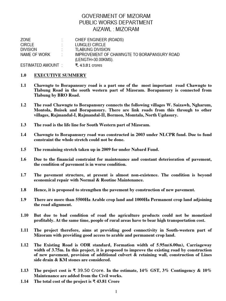 Report Chawngte To Borapansury | PDF | Road | Agriculture