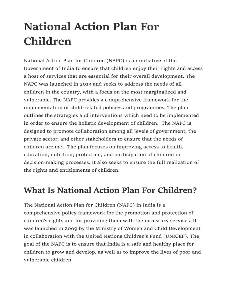 National action plan for children pdf