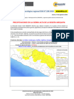 Aviso Meteorológico DZ 6 #228-2023 NIVEL AMARILLO Precipitaciones en La Región Arequipa