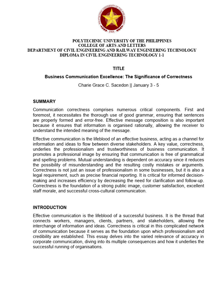 Task No.1 - Written Report Template | PDF | Communication | Information