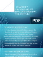 Chapter 7 The Business Plan Creating and Starting The Venture