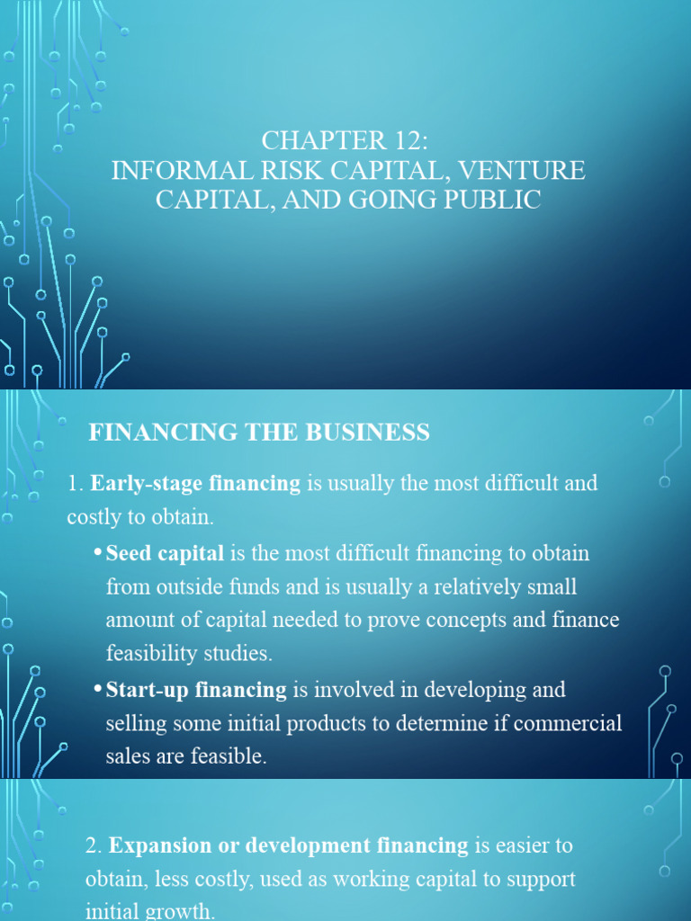 Informal Risk Capital and Financing Stages | PDF | Corporate Finance ...