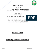 Lec-4 ALU FloatingPoint CompArch Wali