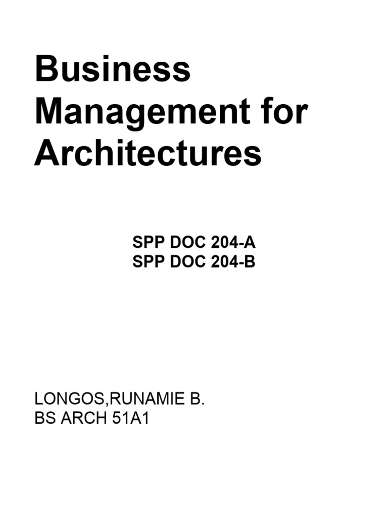Business Management For Architectures SPPDOC204 | PDF | Architect | Fee