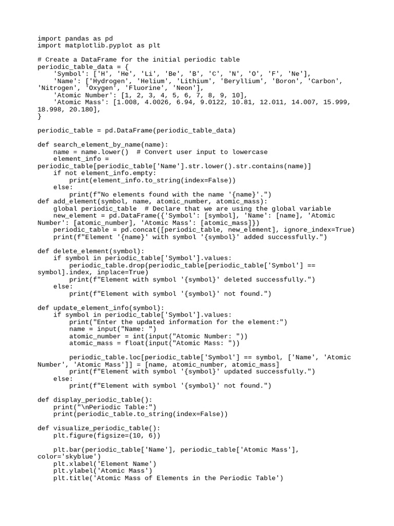 Periodic Table Program | PDF | Periodic Table | Nature