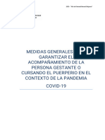 COVID 19 Medidas Generales de Acompañamiiento A Persona Gestante o Puérpera