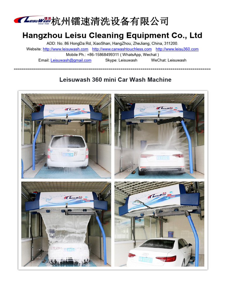 Leisuwash 360 Mini Car Wash Machine PDF Car Physical Sciences