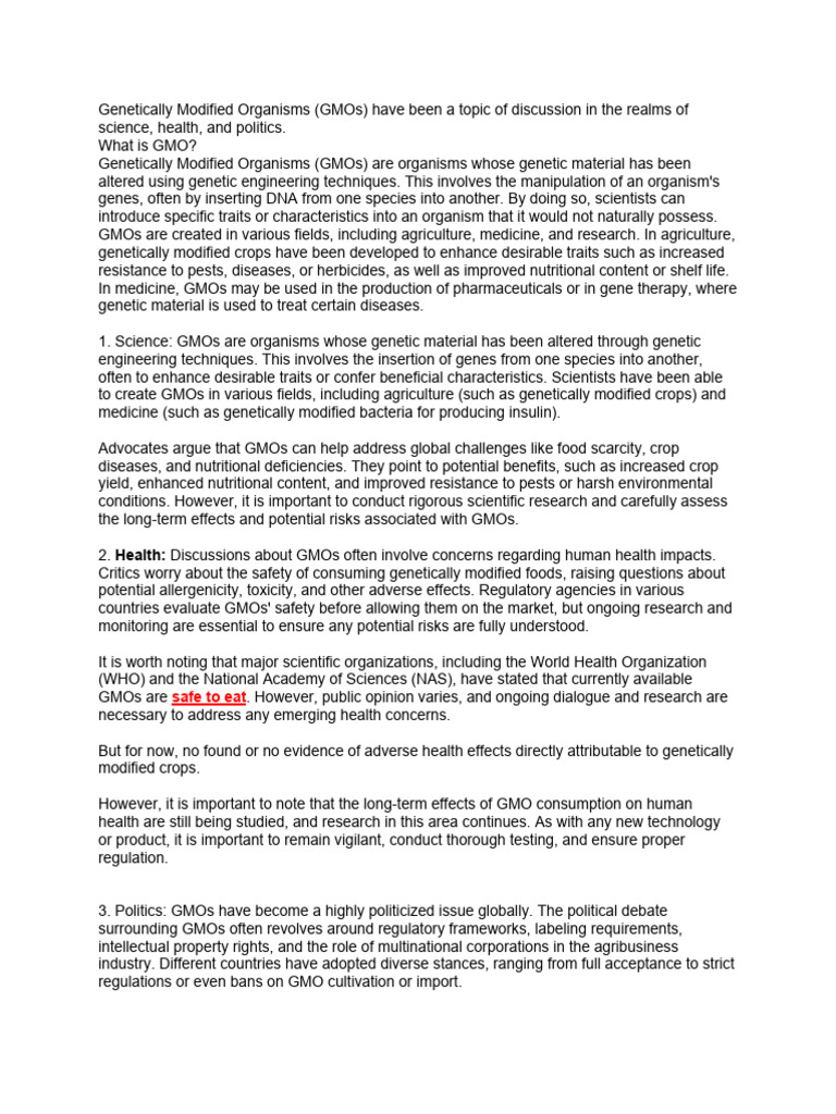 Genetically Modified Organisms | PDF | Genetic Engineering ...