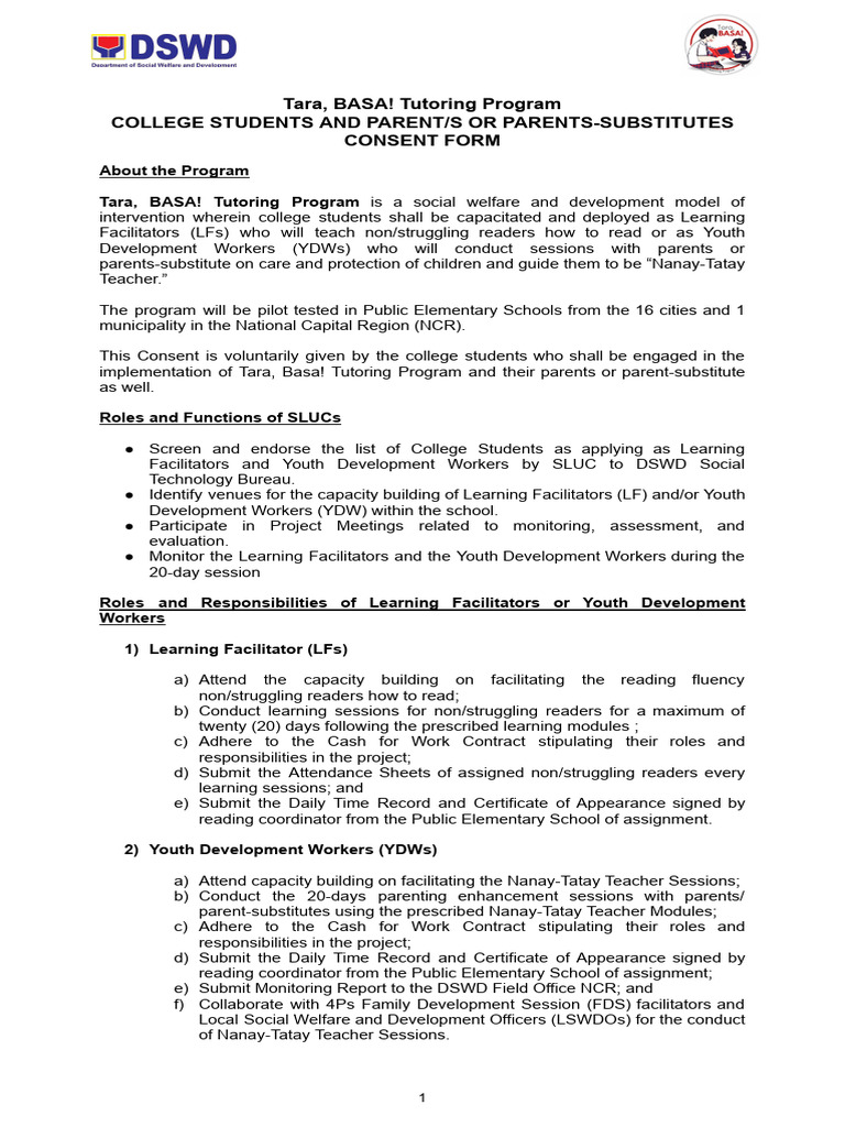 College Students and Parents Consent Form | PDF