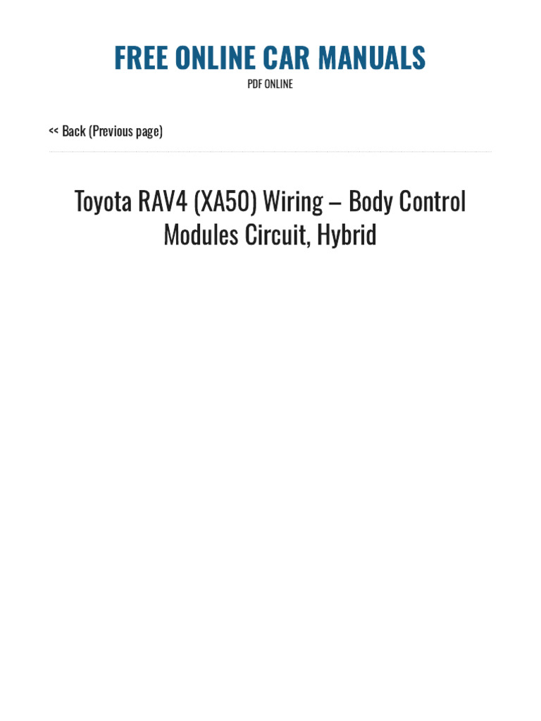Toyota RAV4 (XA50) Wiring - Body Control Modules Circuit, Hybrid | PDF ...