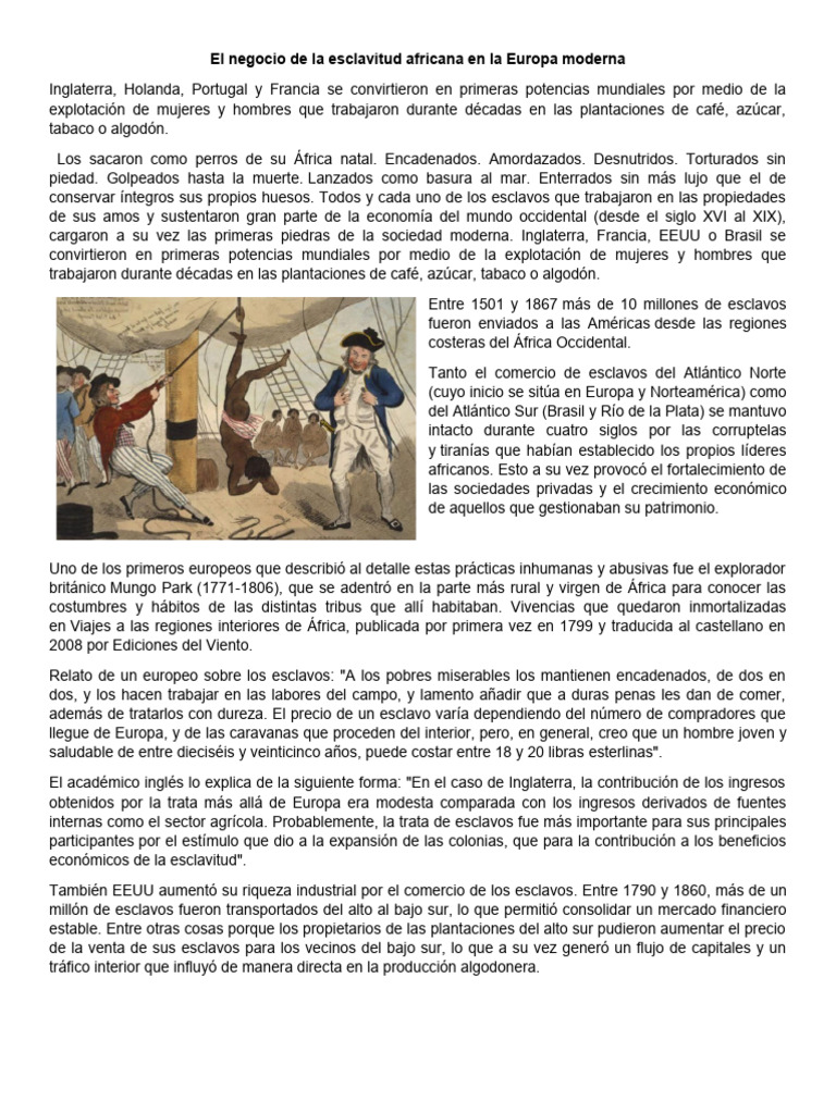 Esclavitud Africana en Europa Moderna | PDF | Esclavitud | Comercio de ...