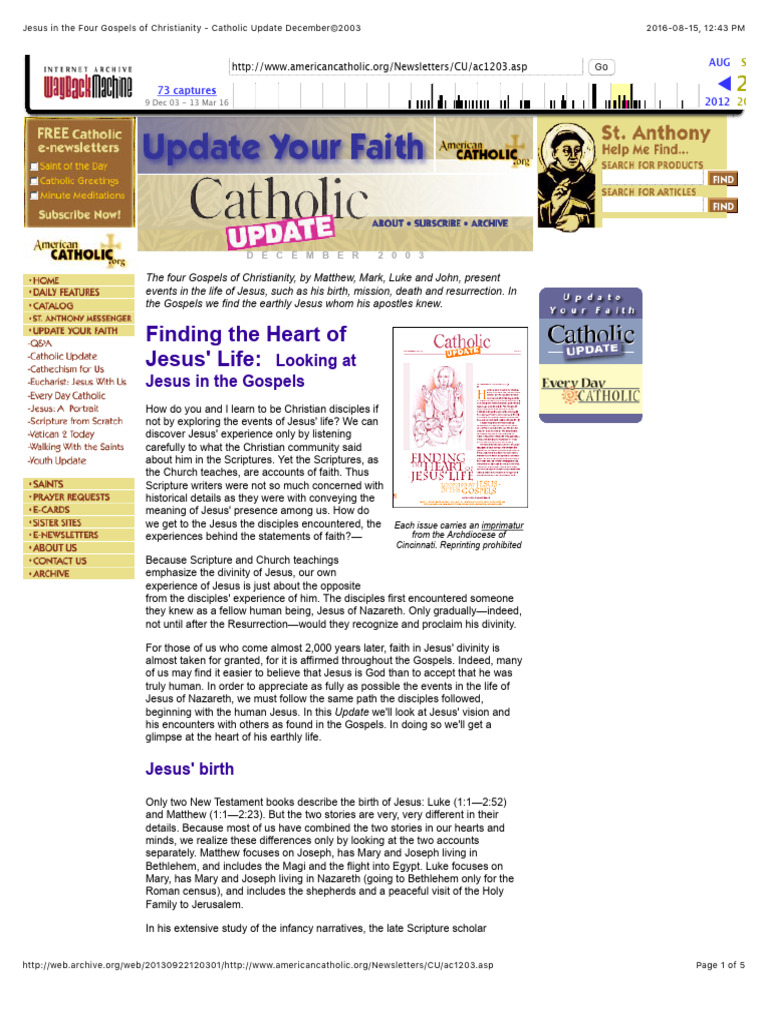 Finding The Heart of Jesus - Catholic Update December©20031 | PDF ...