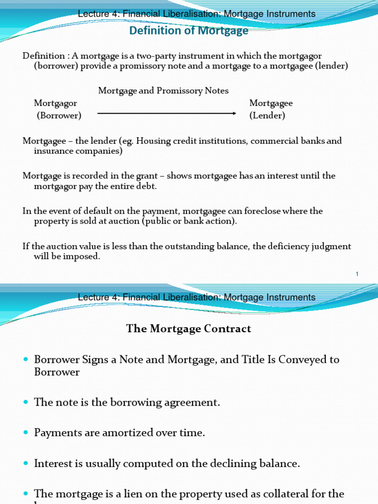 MORTGAGE INSTRUMENTS Types of Mortgage PDF Mortgage Loan Loans