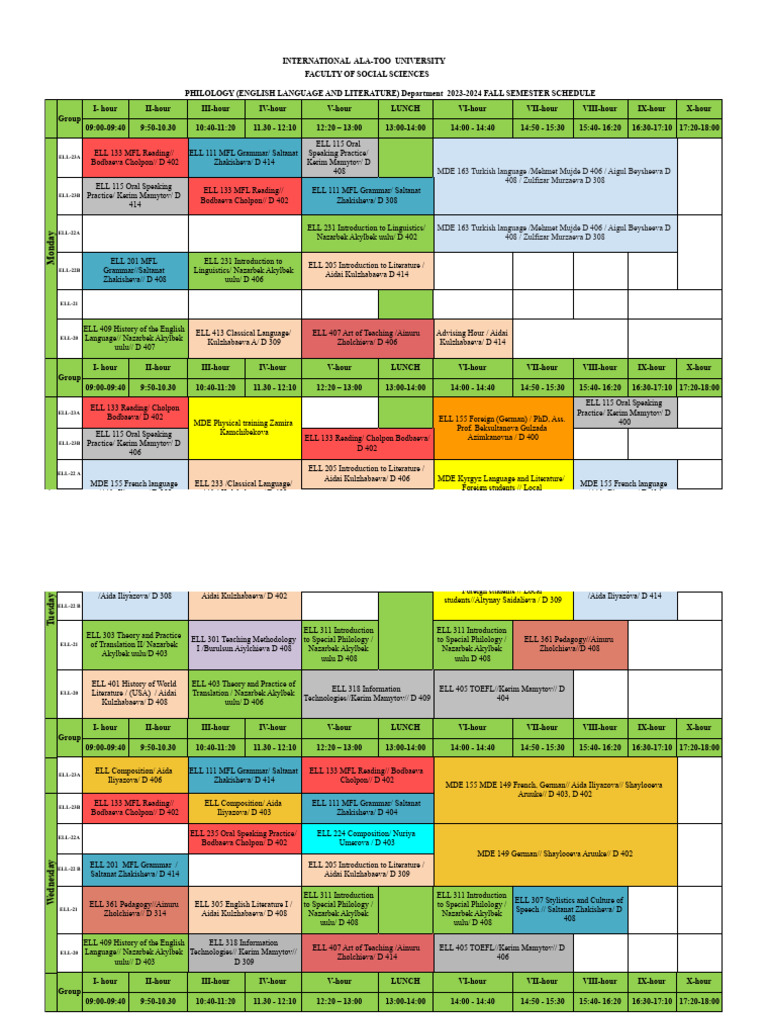 Fall 2023 Philology Course Schedule | PDF | Language Education ...