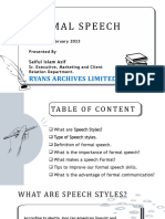 Presentation On Formal Speech