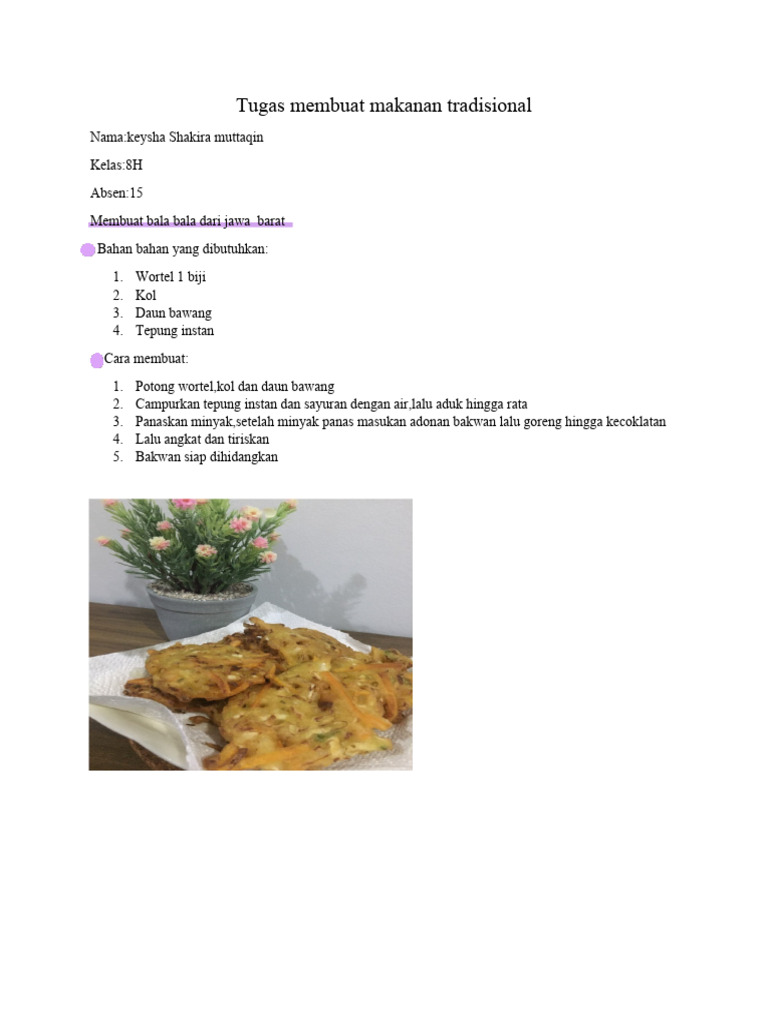 Tugas Membuat Makanan Tradisional | PDF