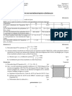 Épreuve de Mathématiques Générales: Xercice Points