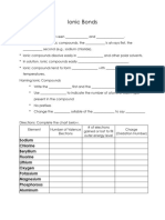 Ionic Bonds Worksheet