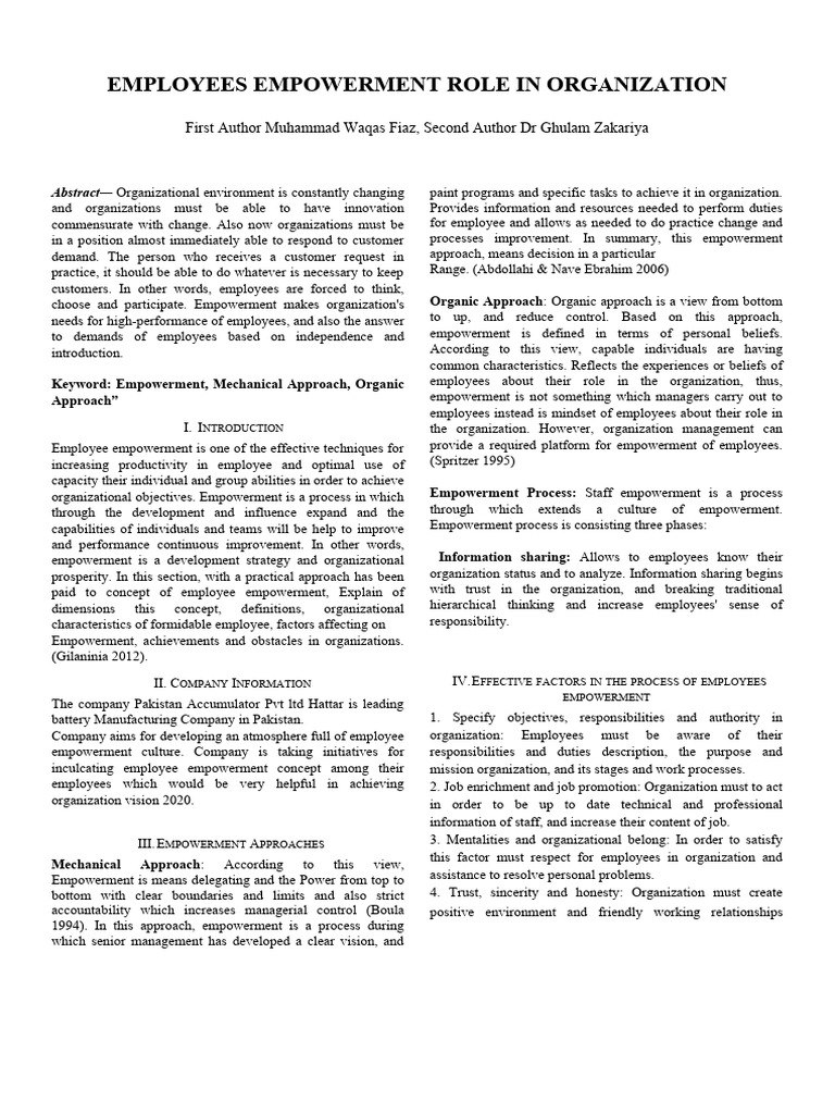 Employee Empowerment Pdf Empowerment Business