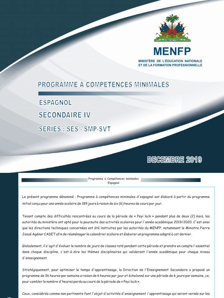 Programme Espagnol Secondaire IV 2019 | PDF | Enseignement | Europe du ...