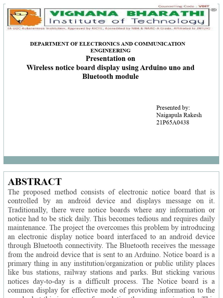 Presentation On Wireless Notice Board Display Using Arduino Uno and ...