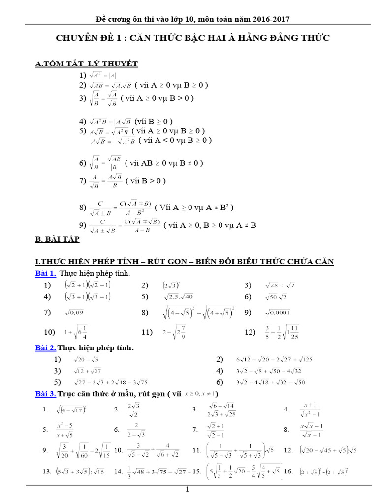 De cuong on thi vao lop 10 mon toan theo cau truc chuan nhat pdf