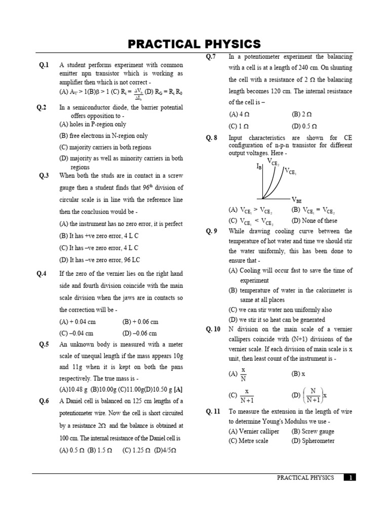 Practical physics s c q 011358 pdf bipolar junction transistor