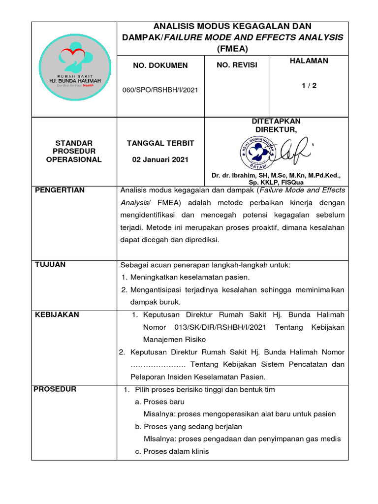 Spo Analisis Modus Kegagalan Dan Dampakfailure Mode and Effects ...