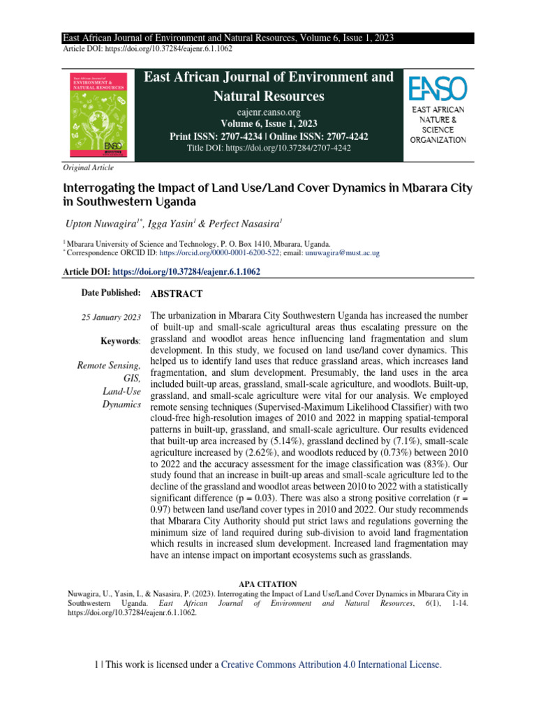 Interrogating The Impact of Land UseLand Cover Dyn | PDF | Satellite ...