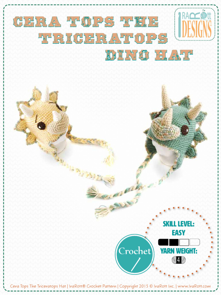 Triceratops Hat Pattern by IraRott | PDF | Crochet | Figured Fabrics