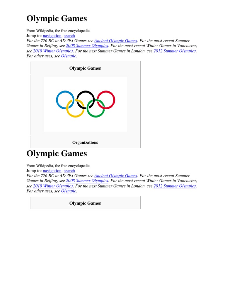 Overview of the Olympic Games | PDF | Olympic Games | Paralympic Games