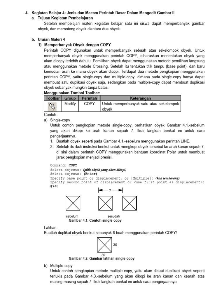 Perintah Dasar Mengedit Gambar di AutoCAD | PDF | Metode & Bahan Ajar ...