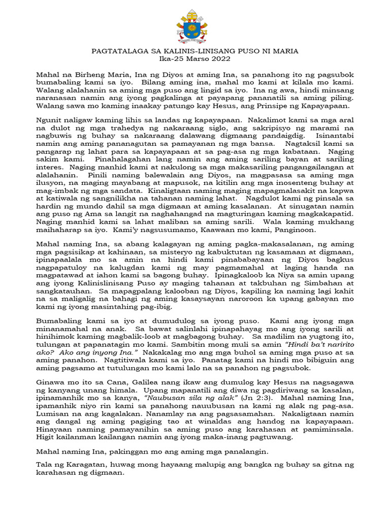 Act of Consecratio - Tagalog | PDF