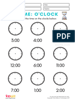 Analogue Time OClock Worksheets For Kids